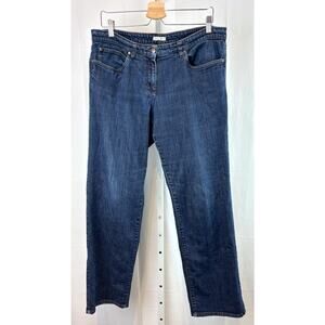 EILEEN FISHER Size L Five Pocket Jeans Zip Fly Mid Rise Medium Wash Blue